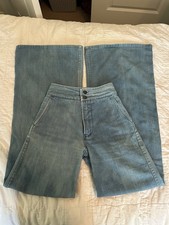 Vintage 1970s Mushroom High Rise Denim Bell Bottom Jeans 22x32 Light Wash Boho