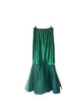 Mermaid Tail Skirt Holographic Scale Green Tulle Fin Costume Size M/L
