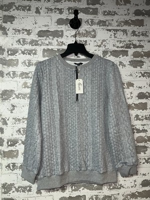 NWT! SHALLWE Classic Chic  Zipper Neck Sweater Style Top - Gray Size MEDIUM