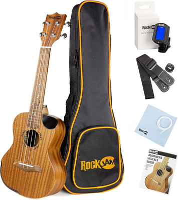 Premium Tenor Ukulele Kit with Tuner, Gig Bag, Strap, Picks & Spare Strings, 4,