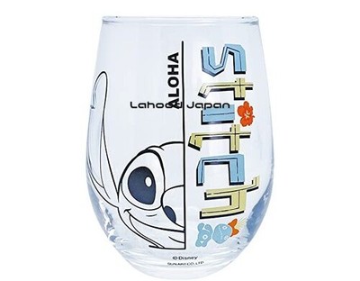 Sun Art Disney Lilo & Stitch Round Glass Tumbler Approx. 330ml Face Stitch