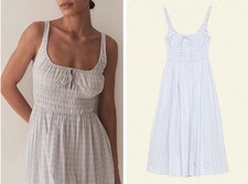 Women Doen U-neck Checked Backless Fit & Flare Midi Dress