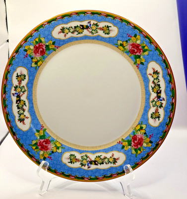 Williams Sonoma Famille Rose Blue Rim Dinner Plate - Brand NEW - 8 Available