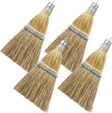 4 Pcs 12" Hand Held Whisk Broom Corn Straw with Metal Hanger