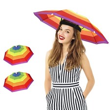 Umbrella Hat, 2 Pack Colorful Party Hats Hands Free Umbrella