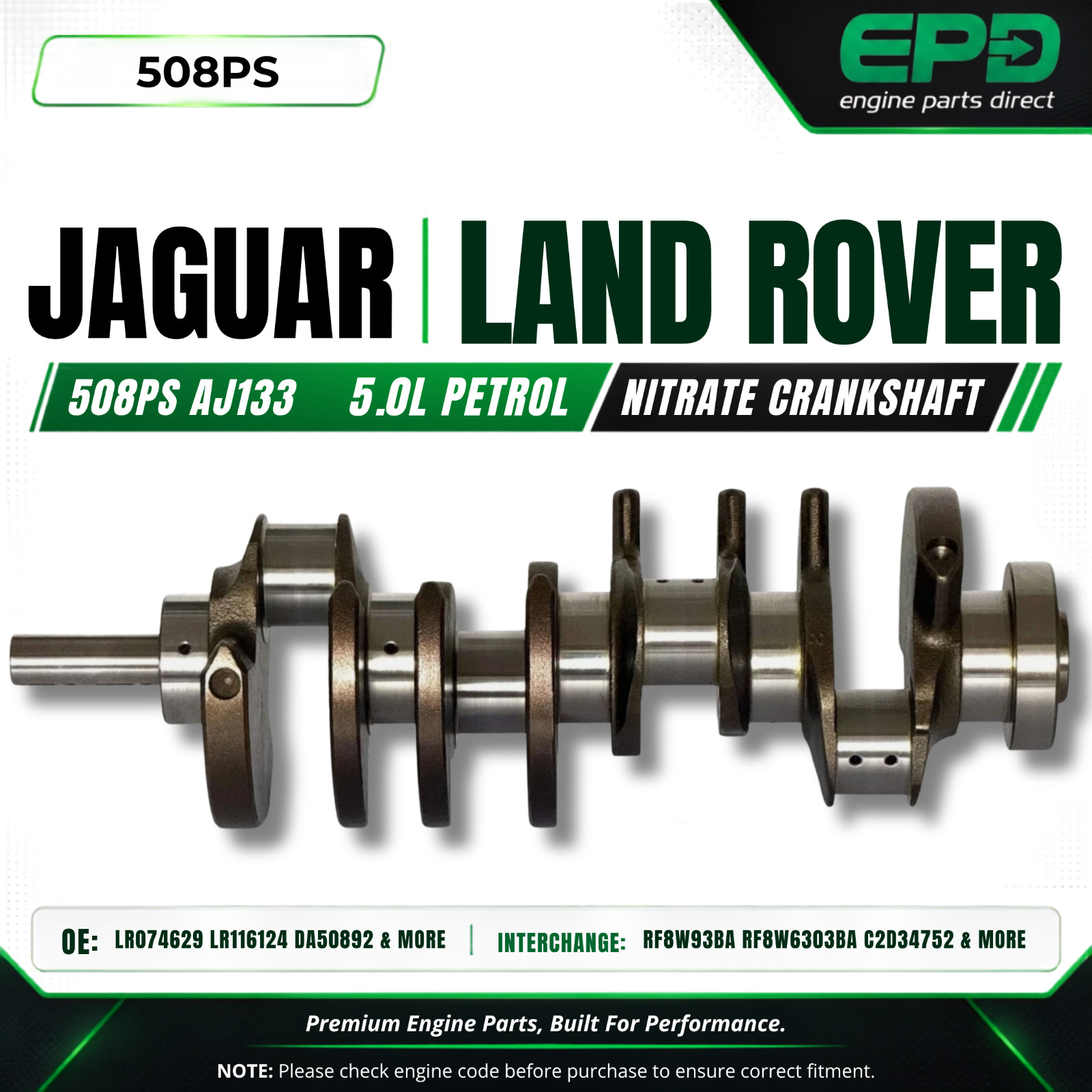 NITRATE Albero Motore Per Jaguar Land Rover AJ133 508PS 5.0L Benzina