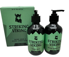 Men Striking Viking Beard Wash  Conditioner Tea Tree  Biotin Paraben Free 10oz