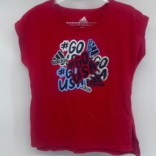 Adidas Girls Red Go USA Graphic T-Shirt  Athletic Shorts Set