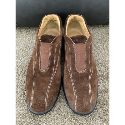 Tod's Loafer Men's US 8 Brown Suede Driving Shoe Front Panel Slip On Flat Shoes