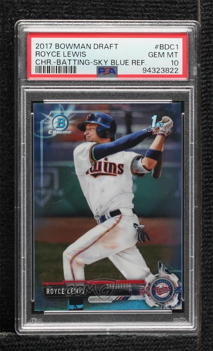 2017 Bowman Draft Chrome Sky Blue Refractor /399 Royce Lewis PSA 10 GEM MT 19n6