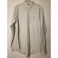Mens Ralph Lauren Custom Fit Blue  Orange Plaid Dress Shirt Size 15 1/2 - 34/35