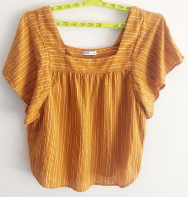 SONOMA Womens XXL Gold And White Stripe Thick-weight Cotton Blouse