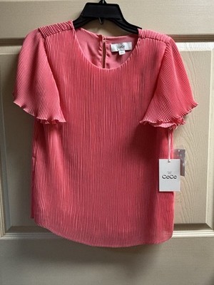 NWT CECE M Corrugated  Fabric Top ( Salmon Pink)