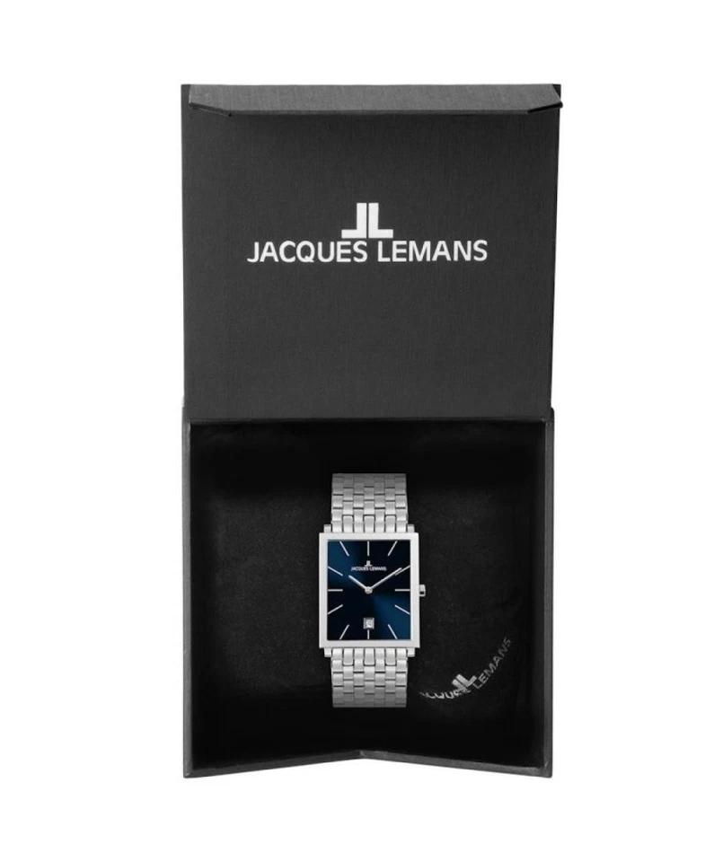 JACQUES LEMANS Hombre Analógico Cuarzo Informal Reloj Clásico Vestido Esfera Azul Impermeable Foto 3 de 4