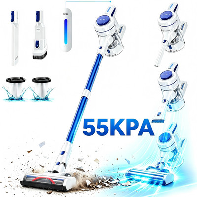 Cordless Vacuum Cleaner 55Kpa Stick Lightweight Pet Hair Hardwood Floor Carpet