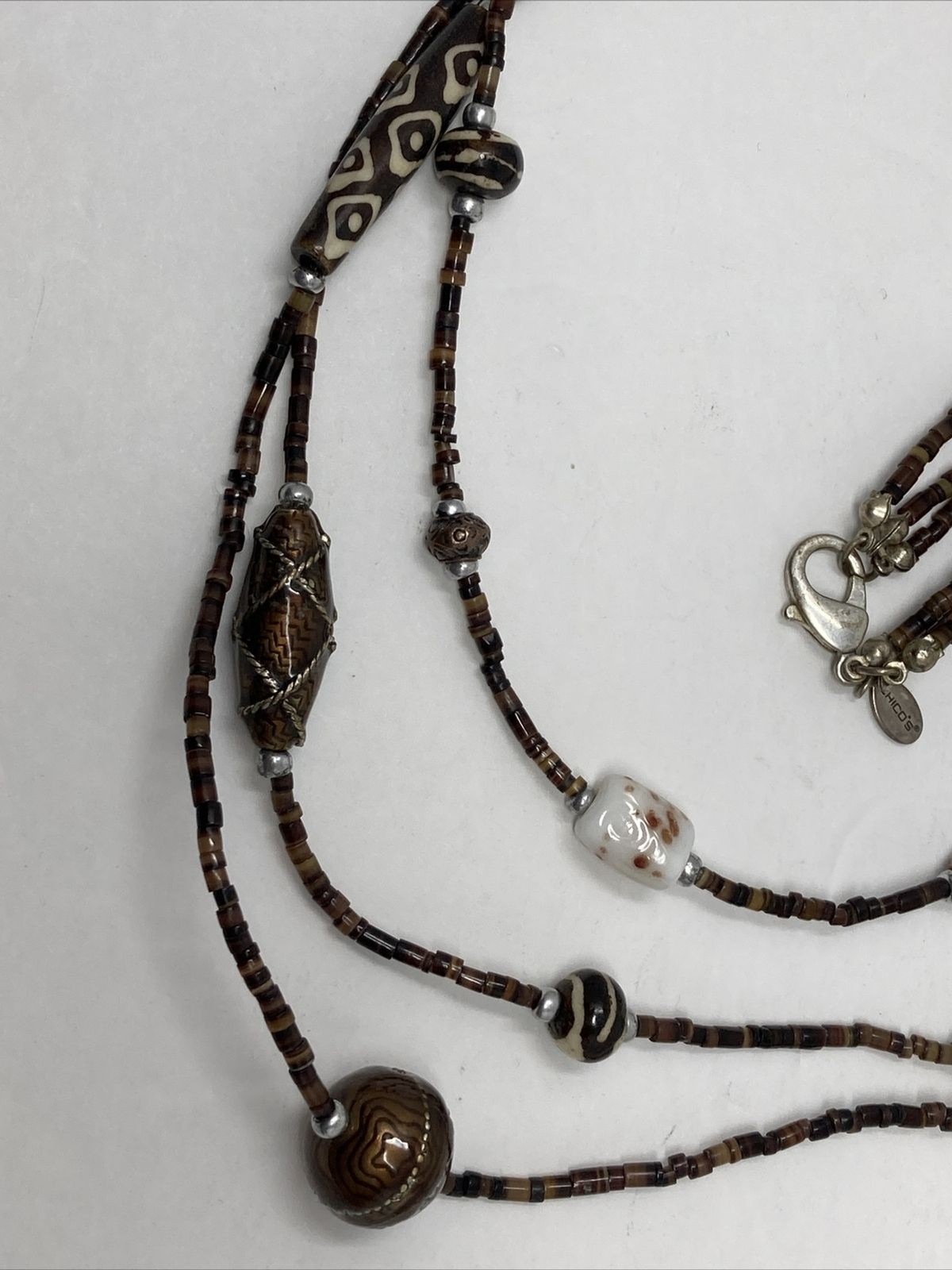 CHICO'S Necklace Statement Brown Multi Strand Sou… - image 5