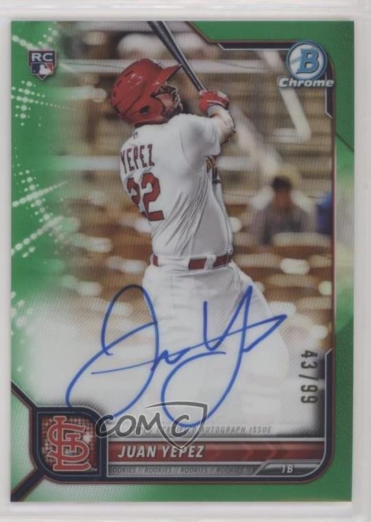 2022 Bowman Chrome Rookie Green Refractor 43/99 Juan Yepez #CRA-JY Auto nd3