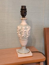 Vintage Italian Capodimonte Cherubs On Pale Blue Lamp