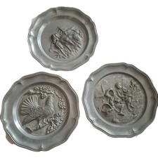 3 Zinn Wandteller von 1960-1970