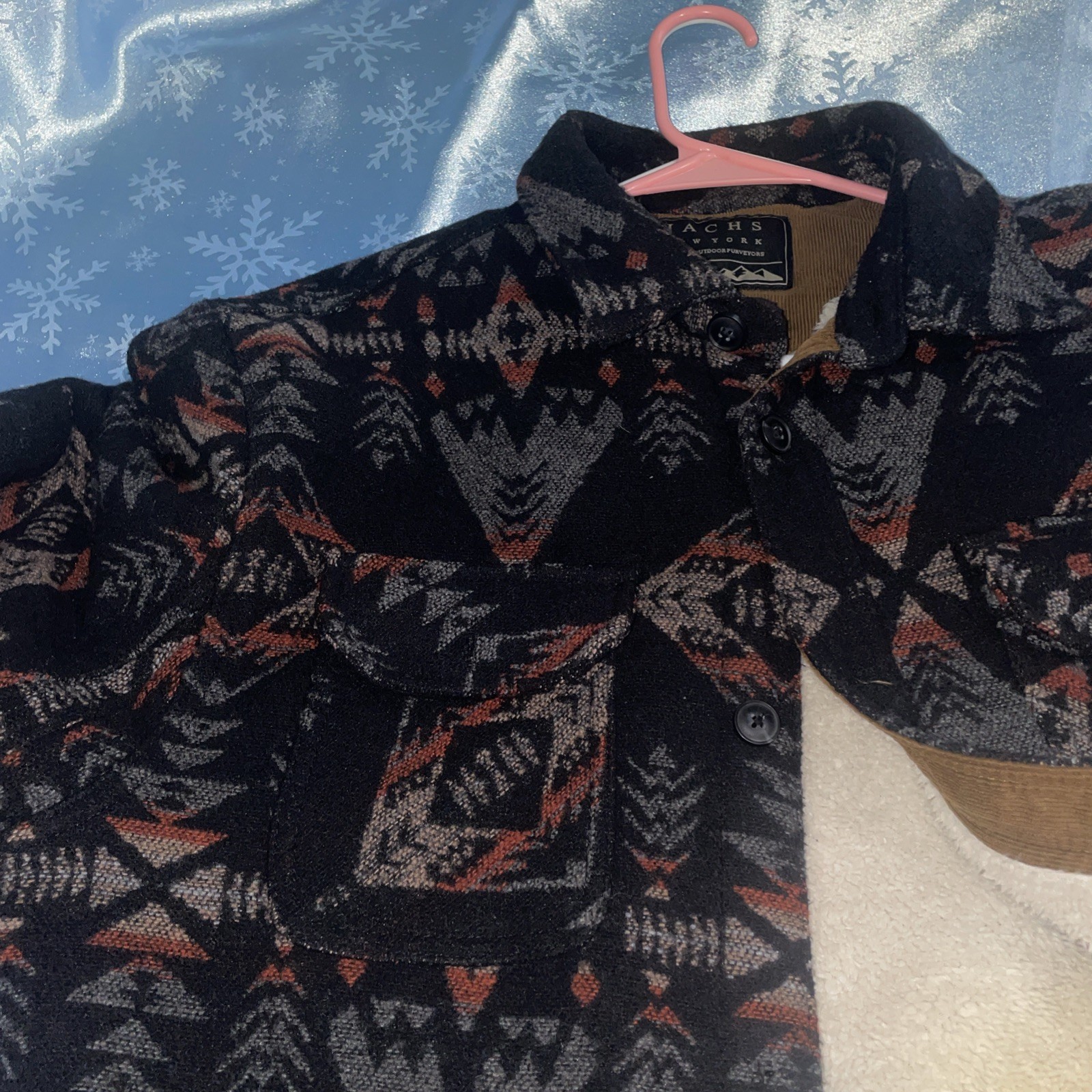 Jachs New York Aztec Wool Blend Sherpa Lined Fleece Jacket Size L , EUC image 6