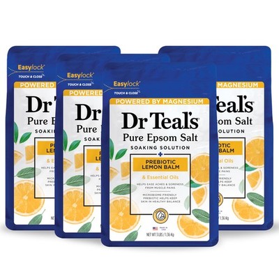 Dr Teal's Pure Epsom Magnesium Salt Soak, Prebiotic Lemon Balm & Essential Oil