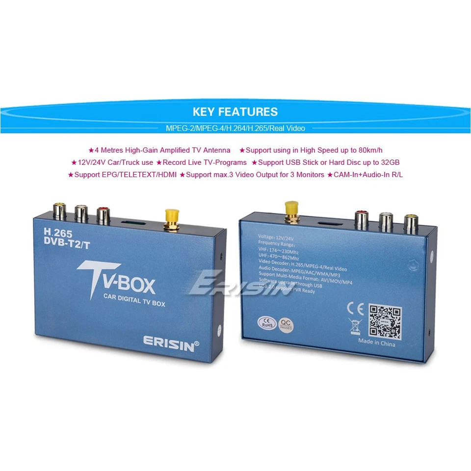 Auto Mobiler HD DVB-T2/T Digital TV Receiver HEVC(H.265) H.264 MPEG-2 MPEG-4 ES336 - Bild 3 von 4