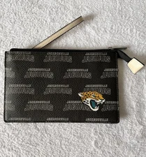 NFL Jax JAGUARS wristlet bag wallet vegan leather Little Earth Black Teal NEW