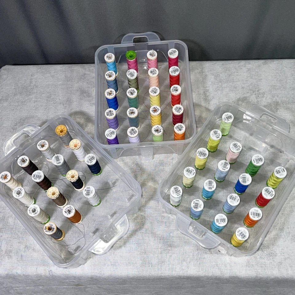 Gutermann Stitching Thread Set 52 Spools Multicolor & 4-Layer Clear Storage Case - Image 4 of 4