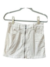 American Eagle Women's Super Hi Rise Cream Corduroy Zip Front Mini Skirt Size 6