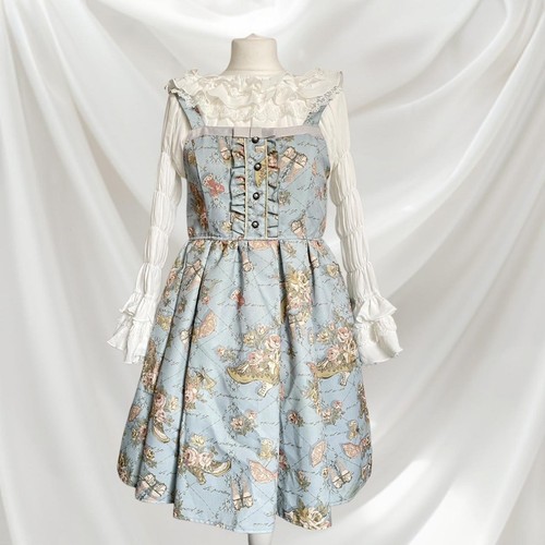 Axes Femme floral blue jsk suspender dress Lolita style (blouse bot included) - Picture 1 of 7