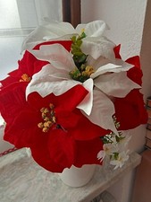 Vaso Decorativo in plastica Con stelle di Natale rosse e bianche finte Handmade