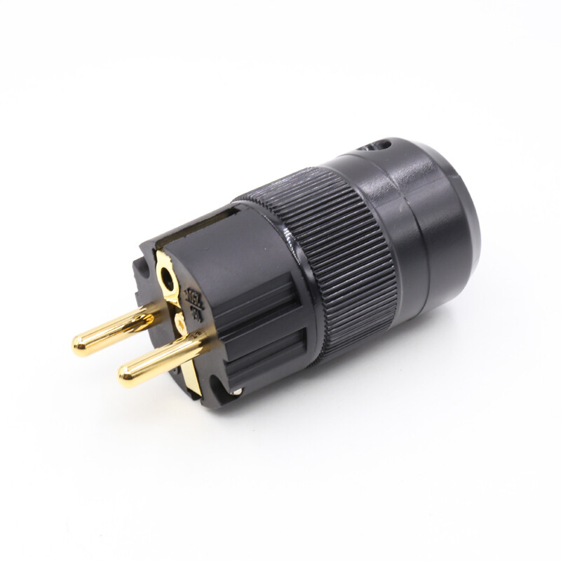 HIGHEND 24K VERGOLDET SCHUKOSTECKER NETZSTECKER SCHWARZ - Bild 2 von 3