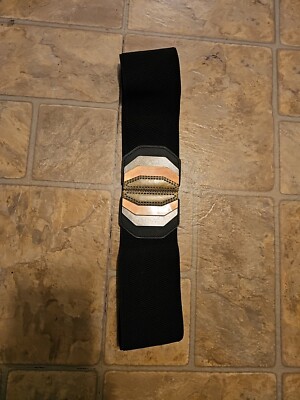 BLACK Silver Brass Colored Multi Belt Tribal Waist Belt M L Brass Silver Tone Multi Strand Layered  main image 3