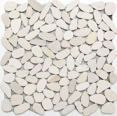 Fluskiesel Steinkiesel cream weiss Kiesel geschnitten Naturstein 30-IN14 |1Matte