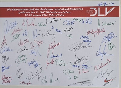 DLV TEAM XXL AUTOGRAMME SIGNIERT ORIGINAL WM PEKING 2015 A4 FORMAT Autograph