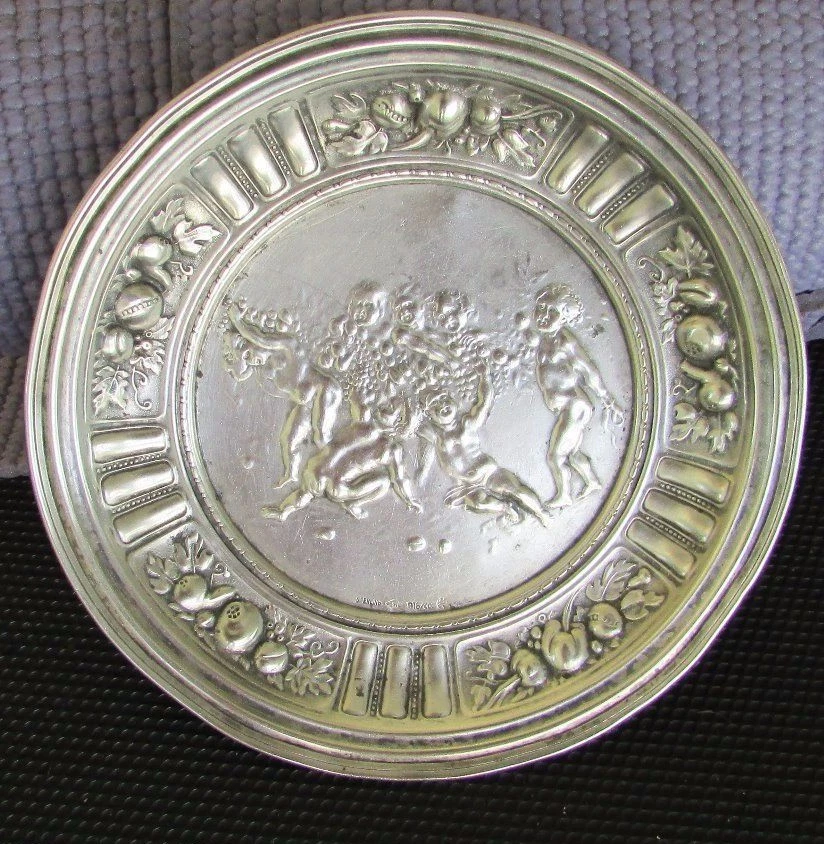 Plato de querubines decorativo antiguo ruso de plata de ley 916/000 EH de 5,5" 76 g Foto 3 de 4