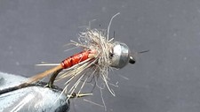 1 DOZEN ORANGE RED RIBBED TUNGSTEN HEAD  NYMPHS FOR FLY FISHING-TUNG-386