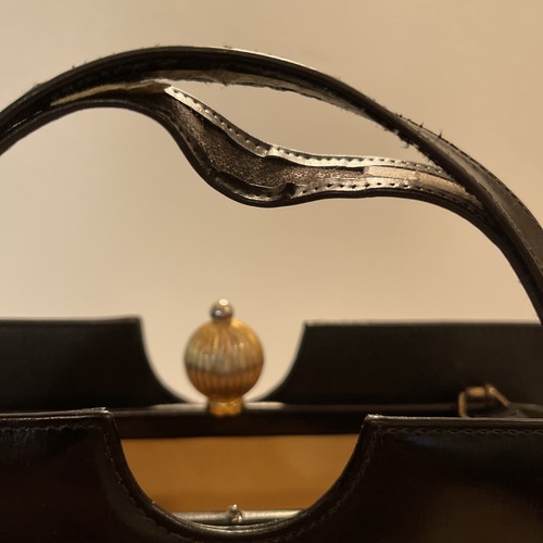 Manico superiore in pelle conciata nera stile elegante vintage anni 60 - Foto 7 di 7