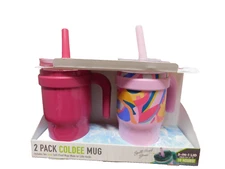 2-PACK Reduce Coldee 14oz 18/8 Steel Kids Tumblers with Handles-3 n 1 Lid