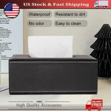NEW Black PU Leather Tissue Box Cover Case Holder for 3.1" Tall Tissue Boxes US
