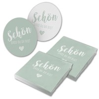 Itenga 40X Serviette SchöN Dass Du Da Bist Eukalyptus GrüN Mit Bierdeckel Set