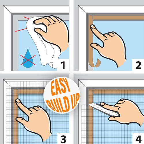 Fliegennetz 4er Pack Insektenschutz Fenster Fliegengitter Mückenschutz 130x150cm - Bild 6 von 8
