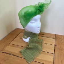 Sheer Vintage Scarf for Hair Neck Head Lime  Celery Green Set of 2 Scarves