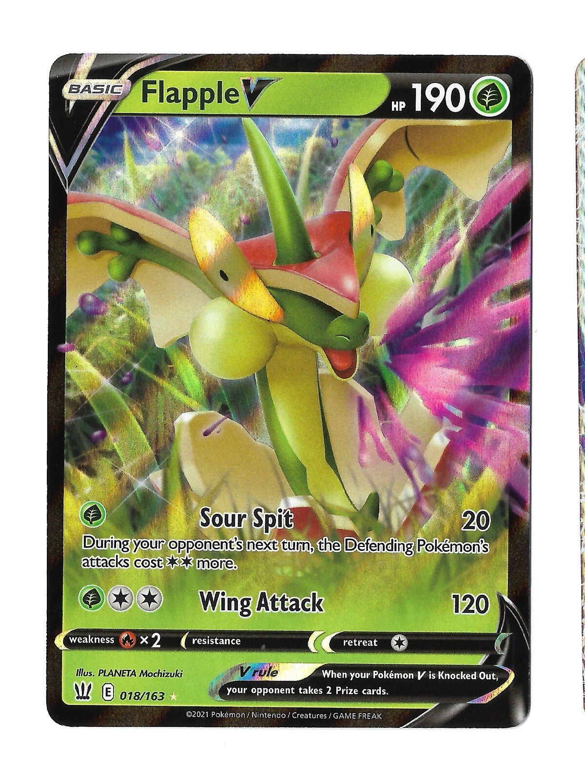 Pokemon TCG Flapple V 18/163 Battle Styles Ultra Rare Holo Pokemon Card