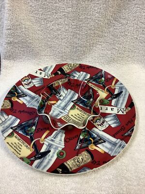 CHIP AND DIP TRAY HAS MARTINI GLASSES & RECIPE VODKA AND DRY VERMOUTH DESIGN 13''