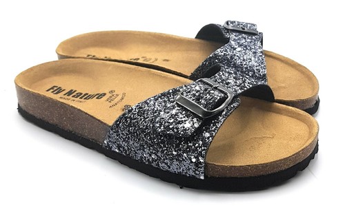 Ciabatte Donna Fibbia Regolabili Tipo Birkenstock Sughero Pelle Italy  Sandali | eBay