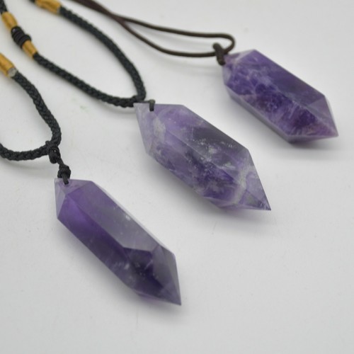 Colgante de Punto Doble Terminado Piedra Preciosa Amatista - 1 Cuenta - 4cm 5060843316299 | eBay