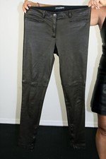 Dolce & Gabbana Brown Lambskin Stetch Leather Pants Size Large L Euro Size 44