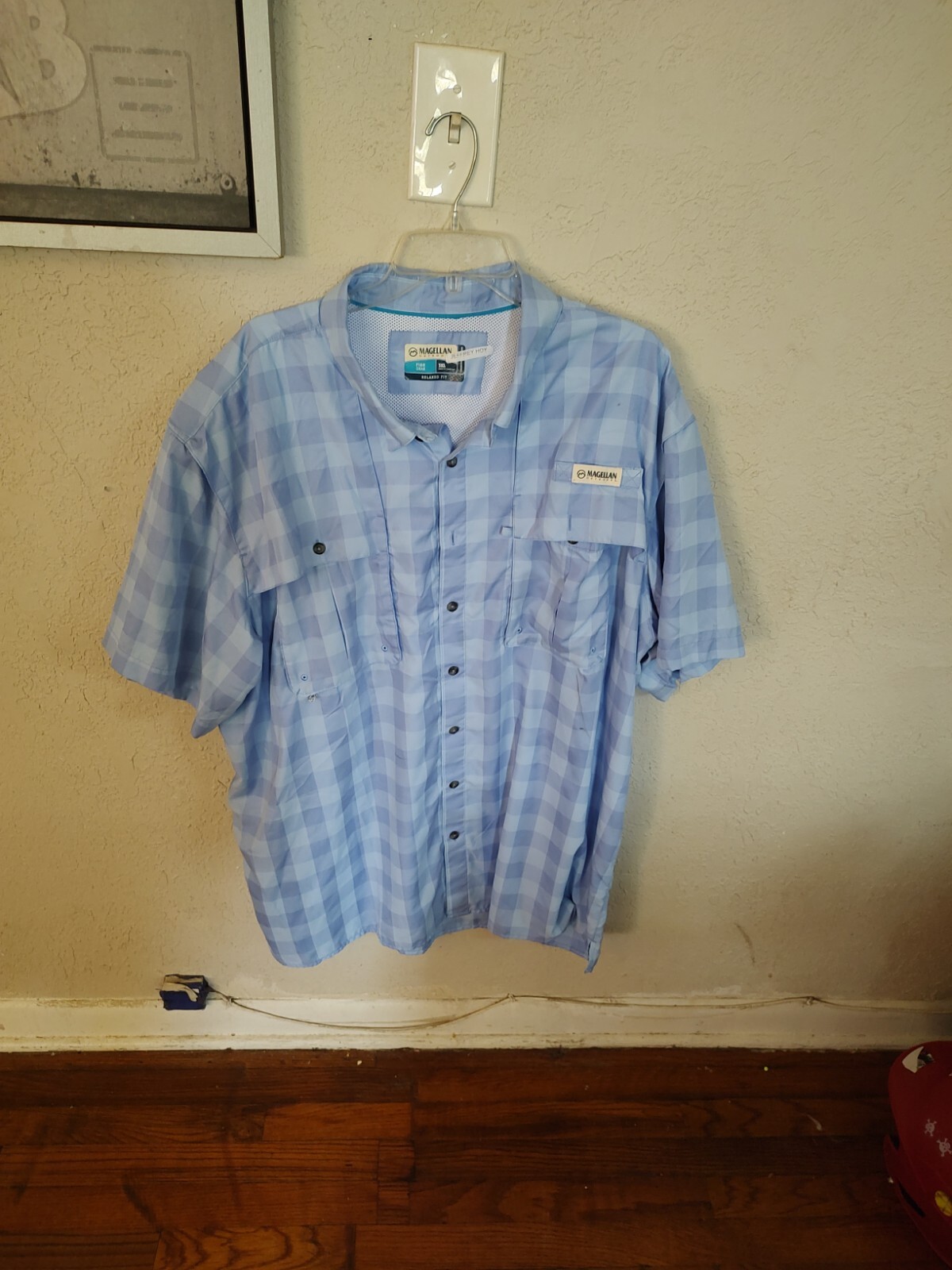 MAGELLAN Fish Gear Relaxed Fit Mens Plaid Short Sleev… Gem