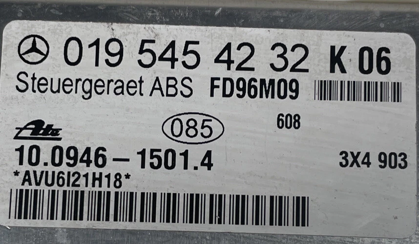 1997 MERCEDES BENZ C CLASS W202 ABS ANTI LOCK COMPUTER MODULE CONTROL 0195454232 - image 2 of 3